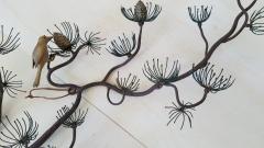  Artes De Mexico Faux Bois Hand Crafted Iron Pinyon Pine Branch Hand Painted Mexican Studio 1970s - 2377400