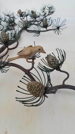  Artes De Mexico Faux Bois Hand Crafted Iron Pinyon Pine Branch Hand Painted Mexican Studio 1970s - 2377403