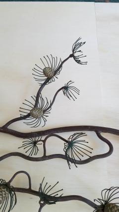  Artes De Mexico Faux Bois Hand Crafted Iron Pinyon Pine Branch Hand Painted Mexican Studio 1970s - 2377405