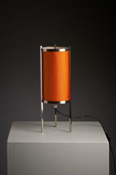  Artiforte Chromed Steel Table Lamp with Orange Silk Shade - 4505202