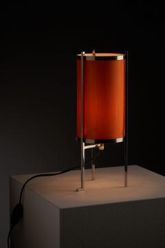  Artiforte Chromed Steel Table Lamp with Orange Silk Shade - 4505207