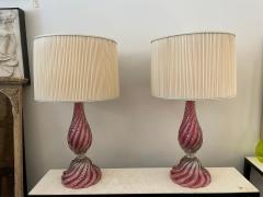  Artisti Barovier Oversized Raspberry Murano Glass Lamps W Silver Foil Inclusions by Barovier - 4636778
