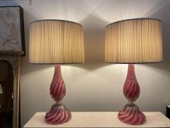  Artisti Barovier Oversized Raspberry Murano Glass Lamps W Silver Foil Inclusions by Barovier - 4636898