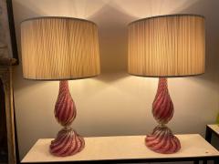  Artisti Barovier Oversized Raspberry Murano Glass Lamps W Silver Foil Inclusions by Barovier - 4636899