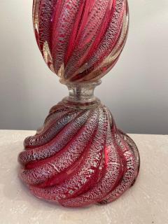  Artisti Barovier Oversized Raspberry Murano Glass Lamps W Silver Foil Inclusions by Barovier - 4636939