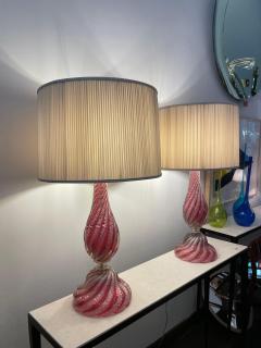  Artisti Barovier Oversized Raspberry Murano Glass Lamps W Silver Foil Inclusions by Barovier - 4636942