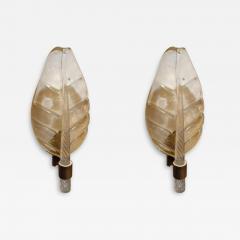  Artisti Barovier Pair of Murano Glass Leaves Sconces in Barovier Style - 2890859