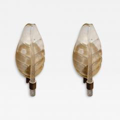  Artisti Barovier Pair of Murano Glass Leaves Sconces in Barovier Style - 2890859