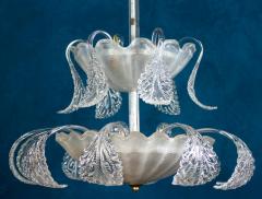  Artisti Barovier Superb Art Deco Ninfea Murano Glass Chandelier by Barovier Italy 1940 - 3383484
