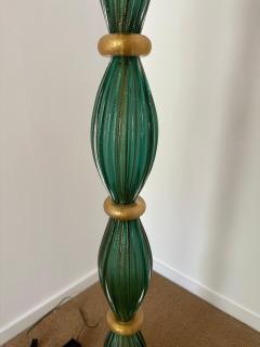 Artisti Barovier Vintage Barovier Green Murano Glass Floor Lamp w Gold Foil Inclusions - 4641416