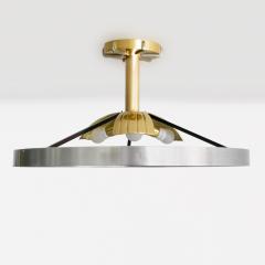  Arvika Konsthantverk LARS HOLMSTROM 1930S STEEL AND BRASS FIXTURE ROUND FOR ARVIKA STUDIO SWEDEN - 4543155