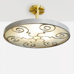  Arvika Konsthantverk LARS HOLMSTROM 1930S STEEL AND BRASS FIXTURE ROUND FOR ARVIKA STUDIO SWEDEN - 4543233
