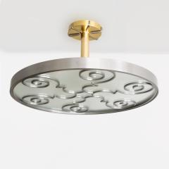  Arvika Konsthantverk LARS HOLMSTROM 1930S STEEL AND BRASS FIXTURE ROUND FOR ARVIKA STUDIO SWEDEN - 4544040