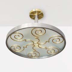  Arvika Konsthantverk LARS HOLMSTROM 1930S STEEL BRASS FIXTURE round ARVIKA STUDIO SWEDEN A  - 2741801