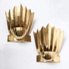  Arvika Konsthantverk SWEDISH ART DECO PLEATED BRASS SCONES BY LARS HOLMSTROM - 734665