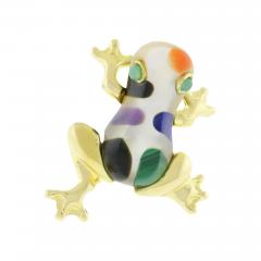  Asch Grossbardt ASCH GROSSBARDT 14KT YELLOW GOLD FROG BROOCH WITH GEMSTONES - 3391177