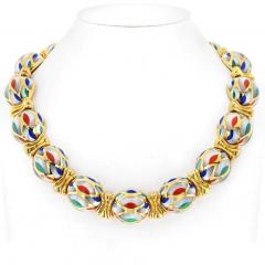  Asch Grossbardt ASCH GROSSBARDT 18K YELLOW GOLD MOTHER OF PEARL MULTI COLOR ENAMEL NECKLACE - 2806413