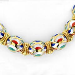  Asch Grossbardt ASCH GROSSBARDT 18K YELLOW GOLD MOTHER OF PEARL MULTI COLOR ENAMEL NECKLACE - 2806420