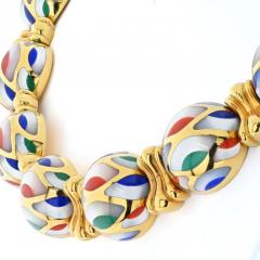  Asch Grossbardt ASCH GROSSBARDT 18K YELLOW GOLD MOTHER OF PEARL MULTI COLOR ENAMEL NECKLACE - 2806422