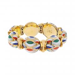  Asch Grossbardt ASCH GROSSBARDT 18K YELLOW GOLD MULTI COLOR ENAMEL MOTHER OF PEARL BRACELET - 2812573