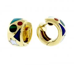  Asch Grossbardt ASCH GROSSBARDT INLAY GEMSTONE HUGGIE EARRINGS - 3639198