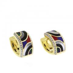  Asch Grossbardt Asch Grossbardt Gemstone and Diamond Hoop Earrings - 4632412