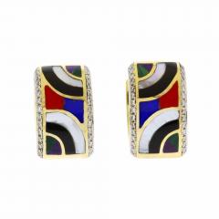  Asch Grossbardt Asch Grossbardt Gemstone and Diamond Hoop Earrings - 4632536