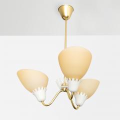  Asea ASEA BRASS 3 ARM CHANDELIER WITH OPALINE GLASS SHADES  - 1178759