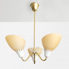  Asea ASEA BRASS 3 ARM CHANDELIER WITH OPALINE GLASS SHADES  - 1178760