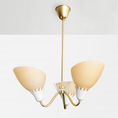  Asea ASEA BRASS 3 ARM CHANDELIER WITH OPALINE GLASS SHADES  - 1178764