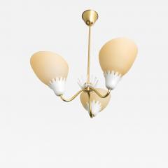  Asea ASEA BRASS 3 ARM CHANDELIER WITH OPALINE GLASS SHADES  - 1179727