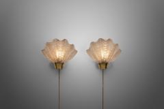  Asea ASEA Skandia Coquille Brass and Glass Wall Lamps Sweden 1940s - 3503472