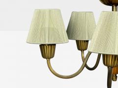  Asea ASEA Swedish Modern Chandelier Brass Elm Fabric Sweden 1947 - 4795597