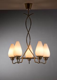  Asea ASEA brass and opaline glass chandelier - 2978949