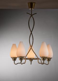  Asea ASEA brass and opaline glass chandelier - 2978951