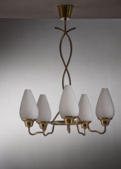  Asea ASEA brass and opaline glass chandelier - 2978952