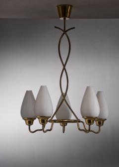  Asea ASEA brass and opaline glass chandelier - 2978953
