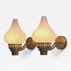  Asea ASEA pair of brass and opaline glass wall lamps - 2845895