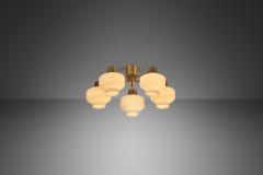  Asea Asea Elektroskandia Five Arm Brass and Glass Ceiling Light Sweden ca 1950s - 2988217