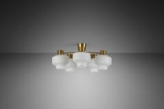  Asea Asea Elektroskandia Five Arm Brass and Glass Ceiling Light Sweden ca 1950s - 2988228