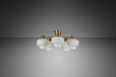  Asea Asea Elektroskandia Five Arm Brass and Glass Ceiling Light Sweden ca 1950s - 2988228