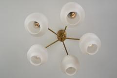  Asea Asea Elektroskandia Five Arm Brass and Glass Ceiling Light Sweden ca 1950s - 2996593