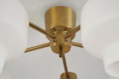  Asea Asea Elektroskandia Five Arm Brass and Glass Ceiling Light Sweden ca 1950s - 2996594