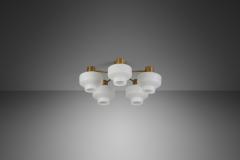  Asea Asea Elektroskandia Five Arm Brass and Glass Ceiling Light Sweden ca 1950s - 3889055