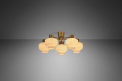  Asea Asea Elektroskandia Five Arm Brass and Glass Ceiling Light Sweden ca 1950s - 3889058