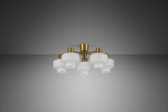  Asea Asea Elektroskandia Five Arm Brass and Glass Ceiling Light Sweden ca 1950s - 3889059