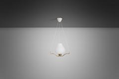  Asea Brass and Opal Glass Pendant Ceiling Lamp by ASEA Sweden 1950s - 3555620