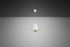  Asea Brass and Opal Glass Pendant Ceiling Lamp by ASEA Sweden 1950s - 3555622