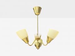  Asea Hans Bergstrom attr Pendant Light Brass Glass Sweden 1940s - 4756125