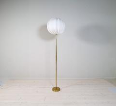  Asea Midcentury ASEA Brass Floor Lamp with Round Cotton Shade Sweden 1960s - 2936777